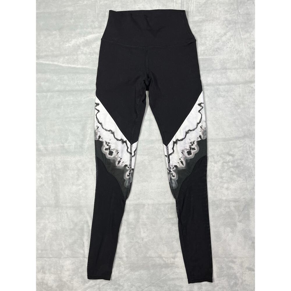 ALO Womens XS Verse Black Marbled Mesh High Waist Full Length Slimming Leggings